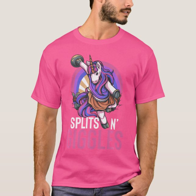 Unicorn Bowling Team Splits 'N Giggles Bowler T-Shirt (Front)