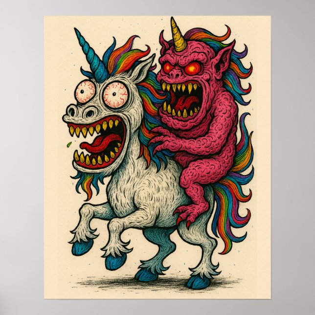 Unicorn & Brain Monster Poster (Front)