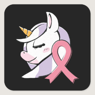 Unicorn breast cancer square sticker