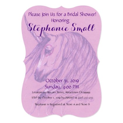 Unicorn Bridal Shower Invitation Pink pony native