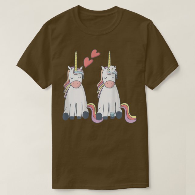 Unicorn Bride and Groom Inlove Funny  T-Shirt (Design Front)
