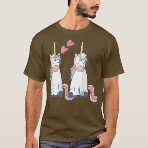 Unicorn Bride and Groom Inlove Funny  T_Shirt