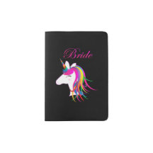 Unicorn Bride Passport Holder - Black