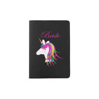 Unicorn Bride Passport Holder - Black