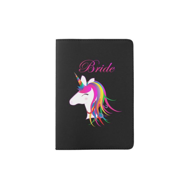 Unicorn Bride Passport Holder - Black (Front)