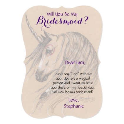 Unicorn Bridesmaid Invitation Native Brown Horse