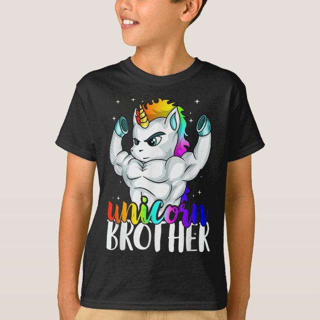 Unicorn Brother Sister to Big Bro Brothercorn Chri T-Shirt (Front)