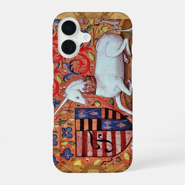 UNICORN Brown Parchment Monogram Iphone Case (Back)