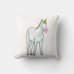 Unicorn Bubble gum Throw Pillow