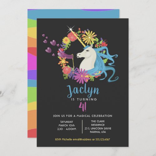 Unicorn Bubbles Birthday Party Invitation