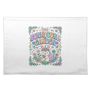 Unicorn Bunnycorn Garden Kawaii Typography Design_ Cloth Placemat