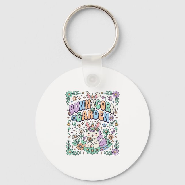 Unicorn Bunnycorn Garden Kawaii Typography Design_ Keychain (Front)