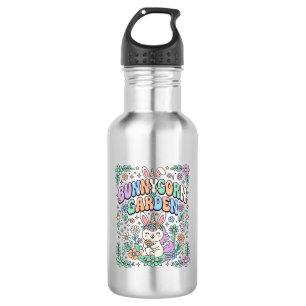 Unicorn Bunnycorn Garden Kawaii Typography Design_ Stainless Steel Water Bottle