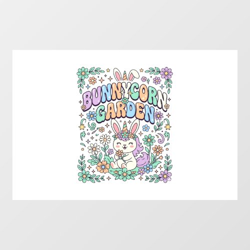 Unicorn Bunnycorn Garden Kawaii Typography Design_ Window Cling