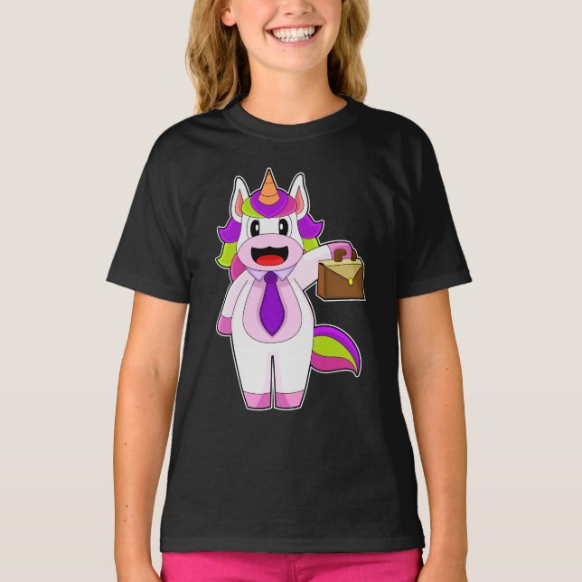 Unicorn Businessman Briefcase T-Shirt (Front)