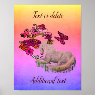Unicorn Butterflies And Flowers Create Your Own Poster