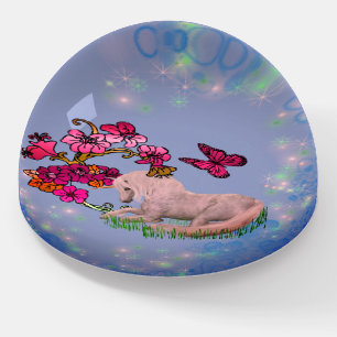 Unicorn Butterflies And Flowers  Paperweight