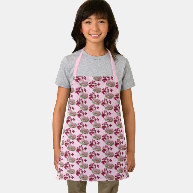 Unicorn Butterflies And Flowers Pattern Apron (Insitu)