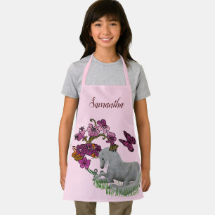 Unicorn Butterflies And Flowers Personalized Apron