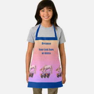 Unicorn Butterflies Flowers Cute Personalized Apron
