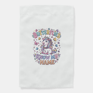 Unicorn Butterflies Know My Name Charming POD Artw Garden Flag