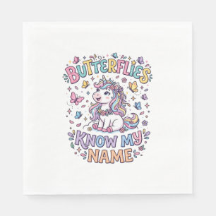 Unicorn Butterflies Know My Name Charming POD Artw Napkins
