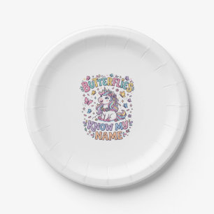 Unicorn Butterflies Know My Name Charming POD Artw Paper Plates