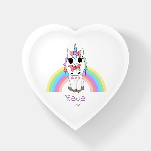 Unicorn, Butterfly and Rainbow  Paperweight (Front)
