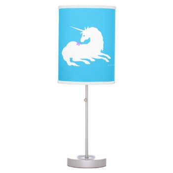 "unicorn & Butterfly" Blue Table Lamp by TabbyHallDesigns at Zazzle