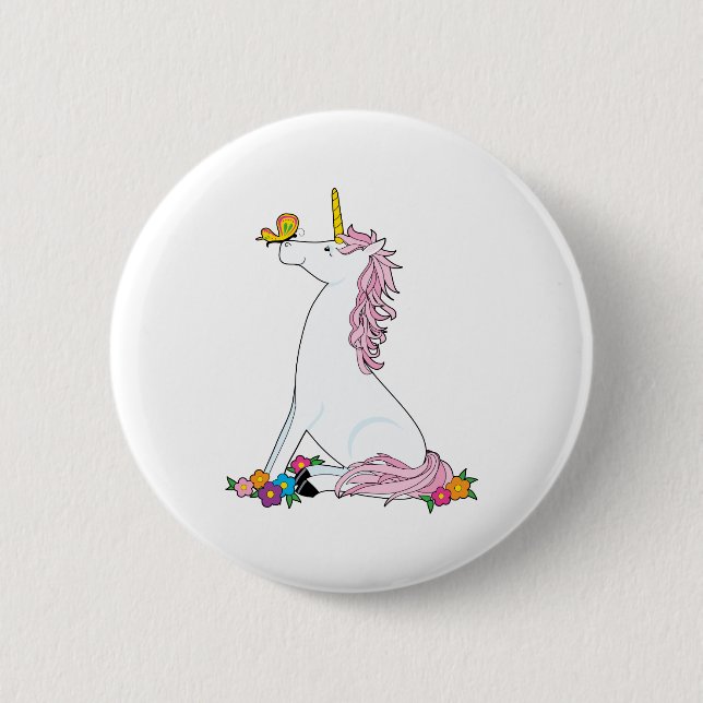 Unicorn Butterfly Pinback Button (Front)