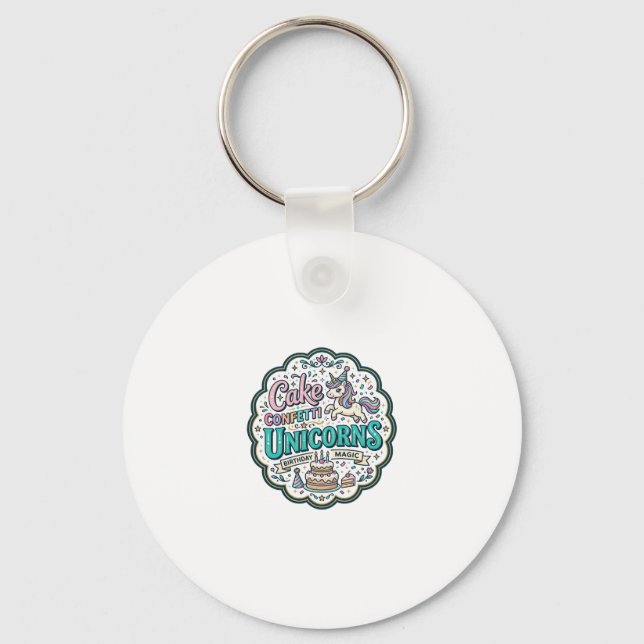 Unicorn Cake Confetti Unicorns POD Ready POD Artwo Keychain (Front)