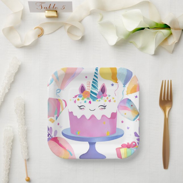 Unicorn Cake Paper Plates (Wedding)