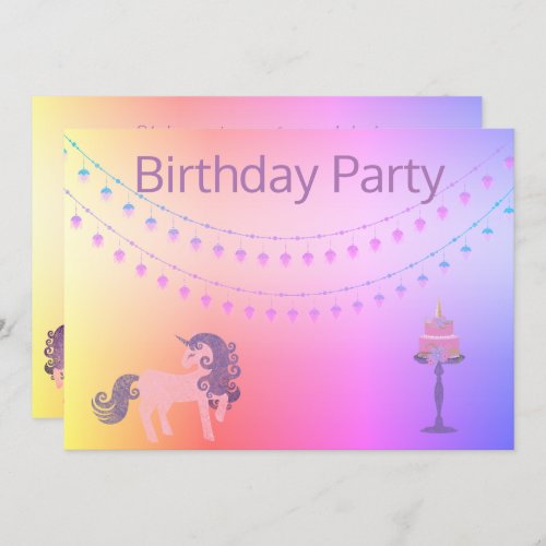 Unicorn Cake Pastel invitations