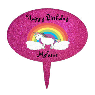 Unicorn cake topper pink glitter