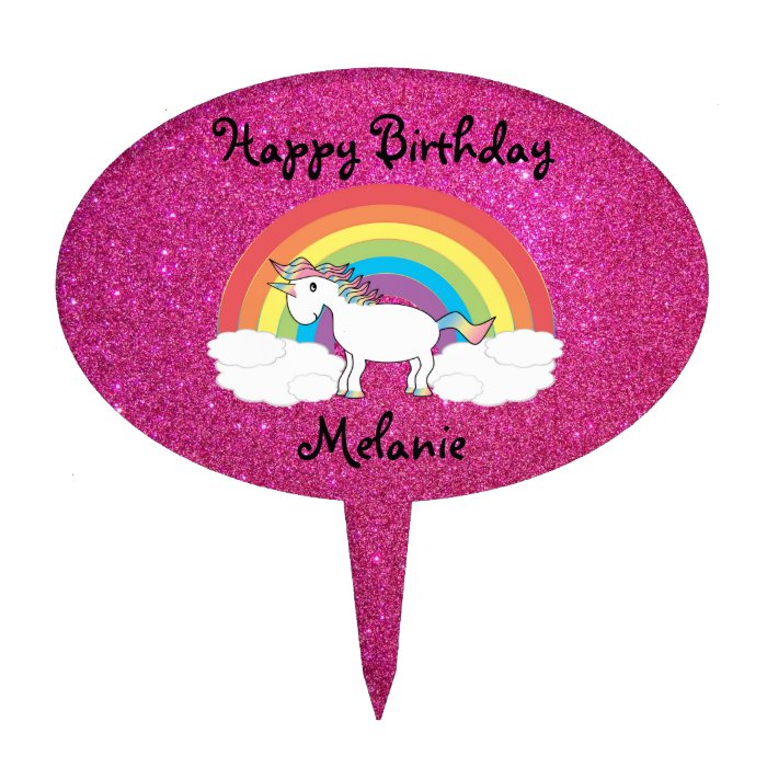 Unicorn cake topper pink glitter