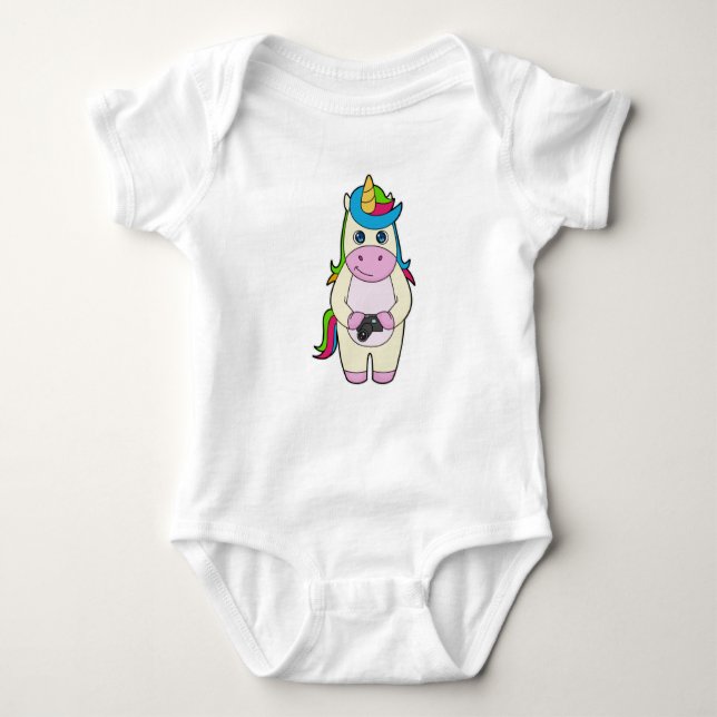 Unicorn Camera Baby Bodysuit (Front)