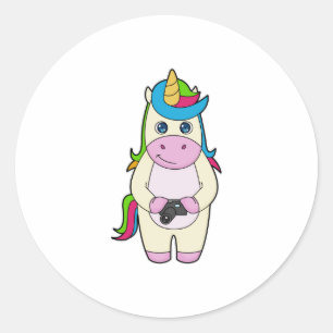 Unicorn Camera Classic Round Sticker