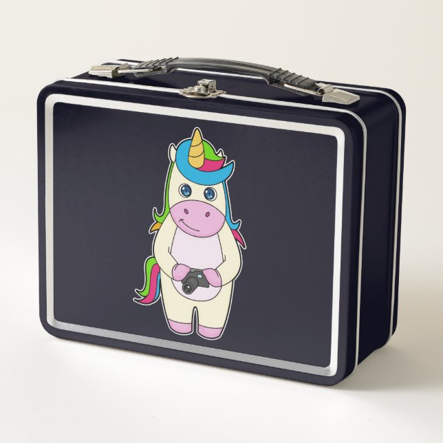 Unicorn Camera Metal Lunch Box (Front)