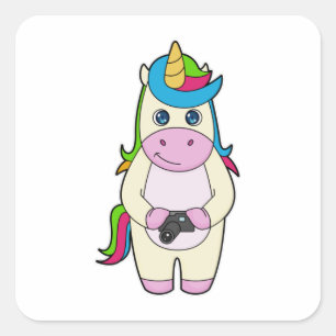 Unicorn Camera Square Sticker