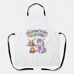 Unicorn Campfire Story Unicorn Charming POD Artwor Apron