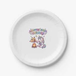 Unicorn Campfire Story Unicorn Charming POD Artwor Paper Plates