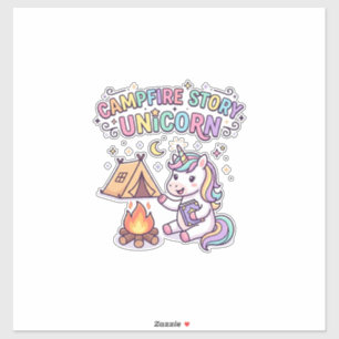 Unicorn Campfire Story Unicorn Charming POD Artwor Sticker