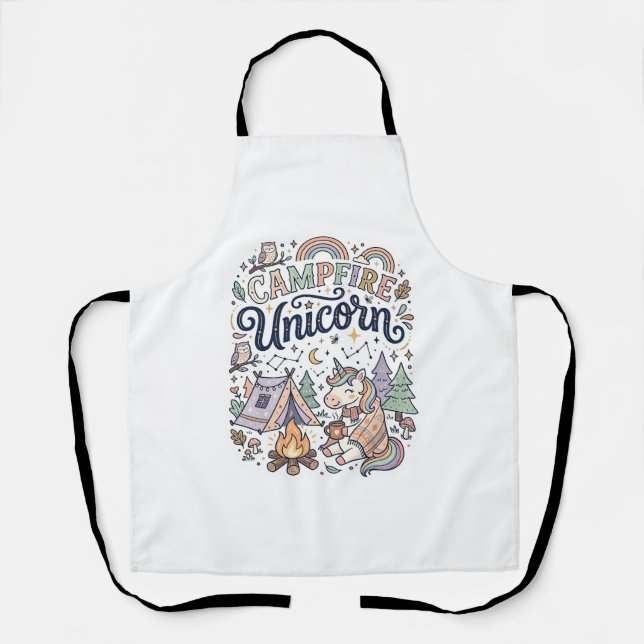 Unicorn Campfire Unicorn Premium Vector Sticker an Apron (Front)