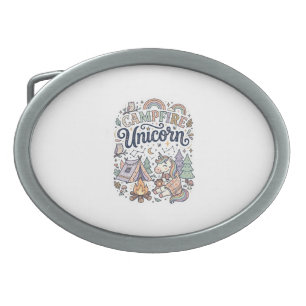 Unicorn Campfire Unicorn Premium Vector Sticker an Belt Buckle