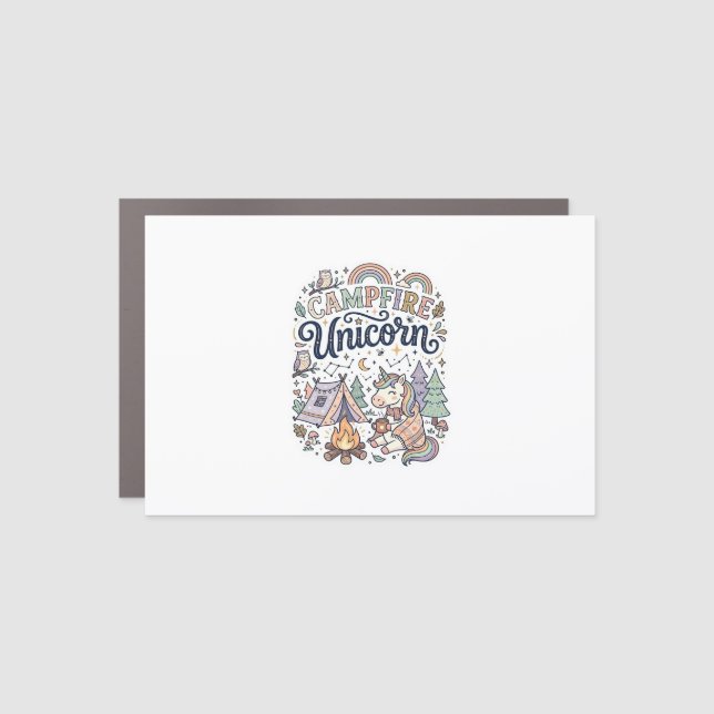 Unicorn Campfire Unicorn Premium Vector Sticker an Car Magnet (Front)