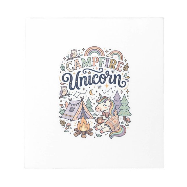 Unicorn Campfire Unicorn Premium Vector Sticker an Notepad (Front)
