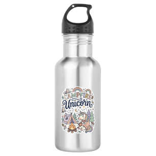 Unicorn Campfire Unicorn Premium Vector Sticker an Stainless Steel Water Bottle