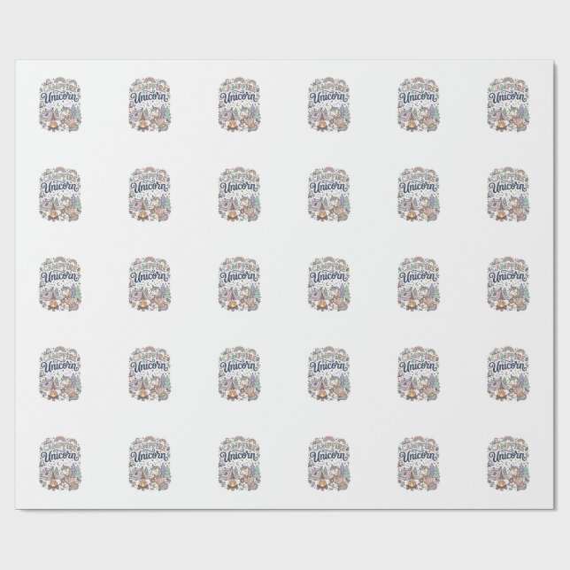 Unicorn Campfire Unicorn Premium Vector Sticker an Wrapping Paper (Flat)