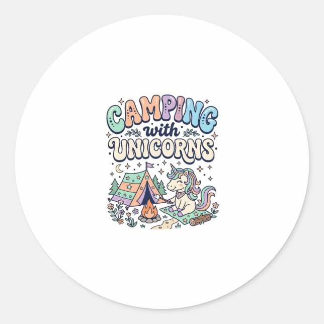 Unicorn Camping with Unicorns Kawaii Sticker and S (Front)
