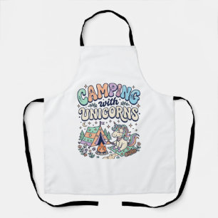 Unicorn Camping with Unicorns Kawaii Sticker and S Apron
